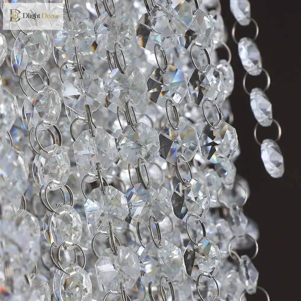 Luxurious Modern Crystal Chain Chandelier - A Dazzling Dining Room Centerpiece With Rectangle