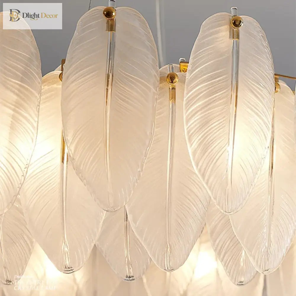 Luxurious Nordic Led Chandeliers - Gold Art Decor Feather Design Ideal For Living Rooms Dining