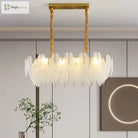Luxurious Nordic Led Chandeliers - Gold Art Decor Feather Design Ideal For Living Rooms Dining
