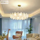 Luxurious Nordic Led Chandeliers - Gold Art Decor Feather Design Ideal For Living Rooms Dining