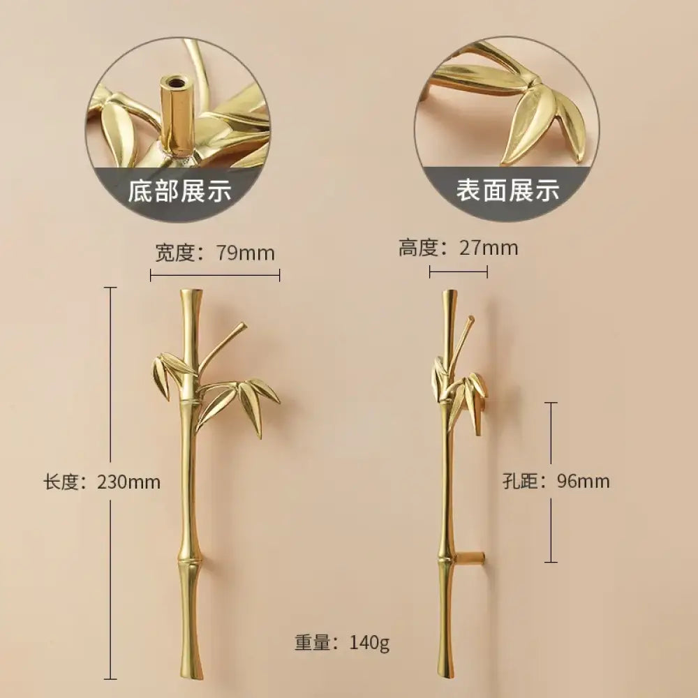 Luxury Brass Flower and Leaf Cabinet Handles – Chinese-Style Decorative Pulls for Wardrobes and Drawers 12-to right / 1