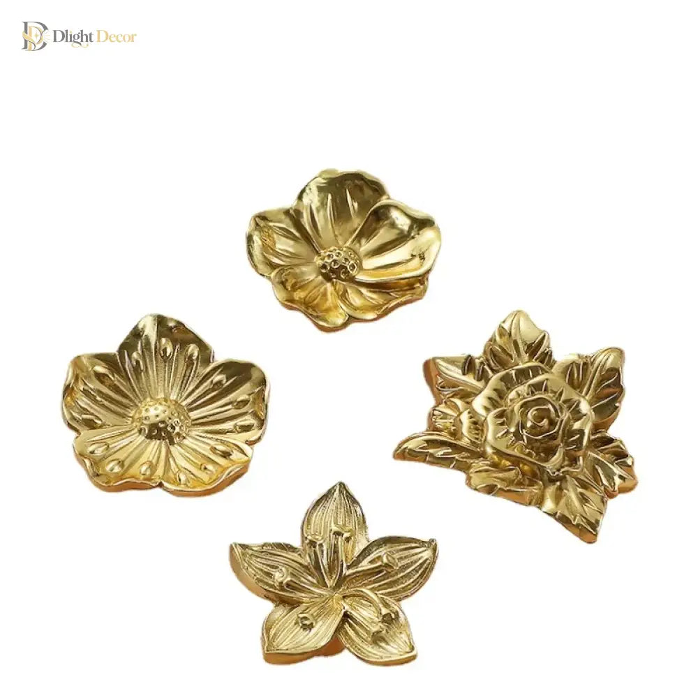 Luxury Brass Flower and Leaf Cabinet Handles – Chinese-Style Decorative Pulls for Wardrobes and Drawers Handles