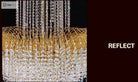 Crystal chandelier featuring hanging clear crystal fringe and gold-tone circular canopy