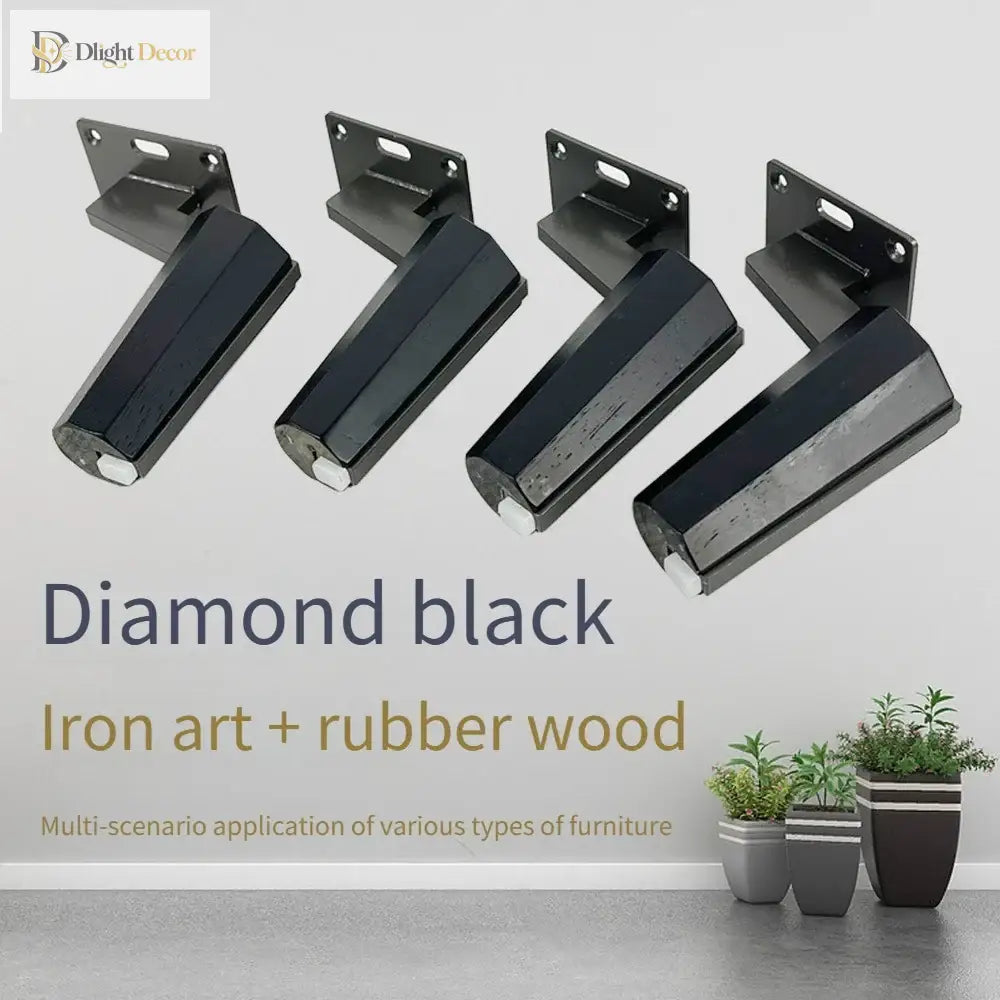 Diamond black furniture legs with dark square mounting plates and thick iron bases