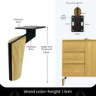 Wrought iron and light wood sofa legs, wood color, 13cm height, 8mm thick support