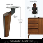 Wrought iron and wood sofa legs, walnut tone, 17cm height, 8mm thick support
