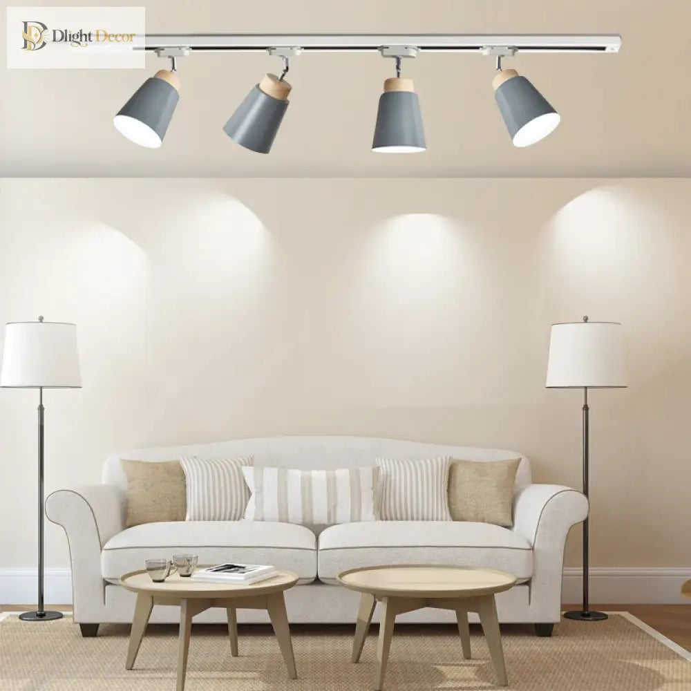 Macaron Nordic Track Light Modern COB Rail Spotlight Living Room Restaurant Wooden Ceiling Lights Commercial Shop Light