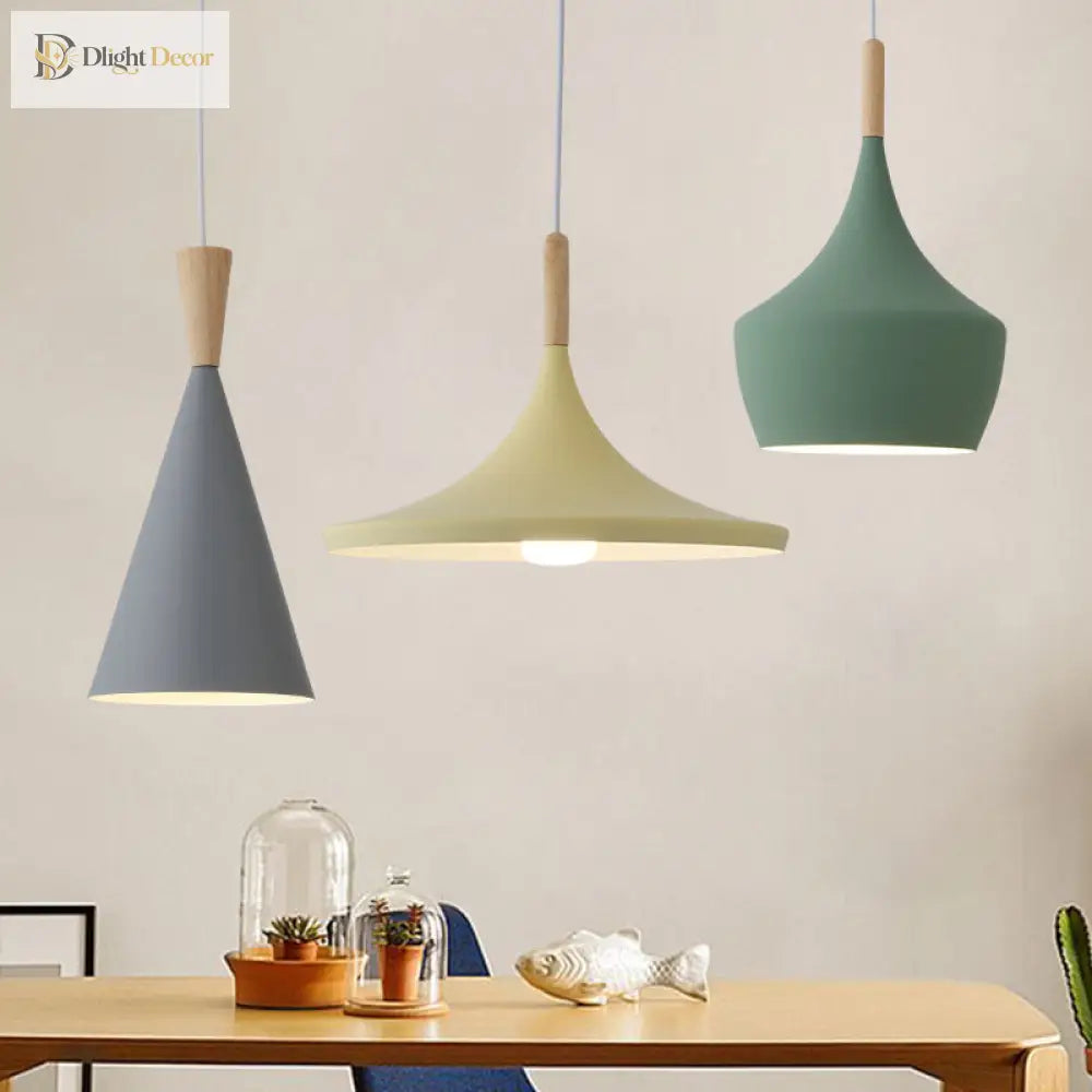 Macaron Style Geometric Pendant Light - Modern Metal Hanging Fixture For Dining Room Pendant Light