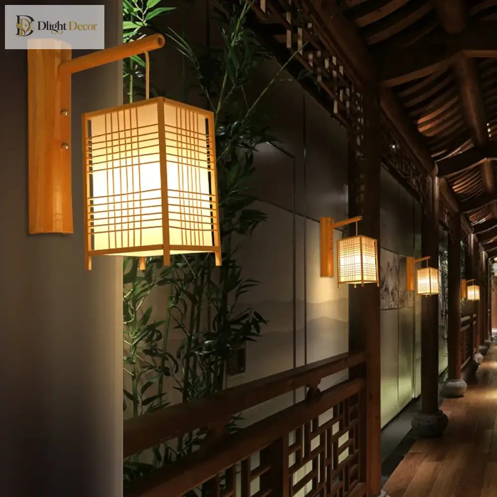 Handmade Bamboo Wood Lustre Wall Sconce Lamp - Rustic Elegance For Home Living And Bedroom Decor