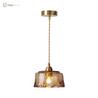 Margaux’s Rustic Dining Room Pendant Lamp - Amber Alabaster Glass In Brass Finish Pendant Light
