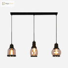 Meredith - Multi - Pendant Industrial Ceiling Light With Amber Glass Shades