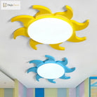 Mia Yellow Cartoon Sun Nursery Ceiling Light With Led Flush Mount