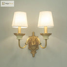 White And Brass Fabric Wall Mounted Light - Minimalist Tapered Sconce Wall Light