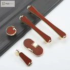 Modern Black and Red Leather Cabinet Handle – Sleek Zinc Alloy Drawer Pulls for Wardrobes and Cupboards (96mm/128mm)