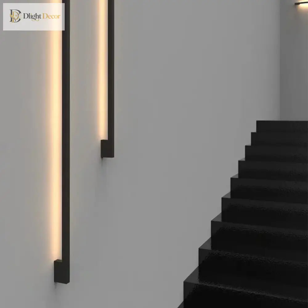 Modern Extremely Narrow Black Long Strip Wall Lamp - Ideal For Corridor Bedroom Bedside Living Room