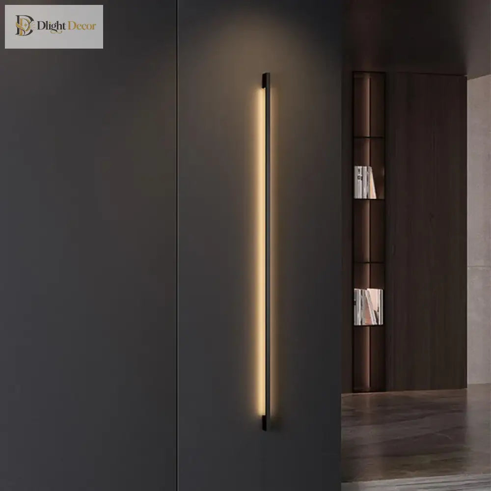 Modern Extremely Narrow Black Long Strip Wall Lamp - Ideal For Corridor Bedroom Bedside Living Room