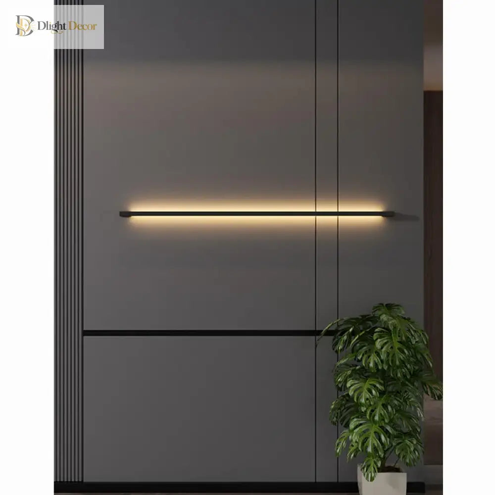 Modern Extremely Narrow Black Long Strip Wall Lamp - Ideal For Corridor Bedroom Bedside Living Room