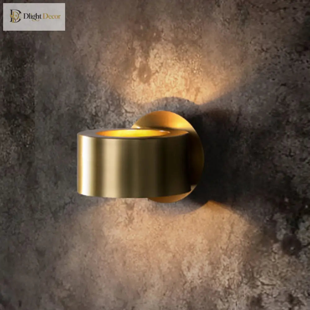 Brass Drum Wall Sconce: Modern 1 - Head Metal Bedroom Light Wall Lamp