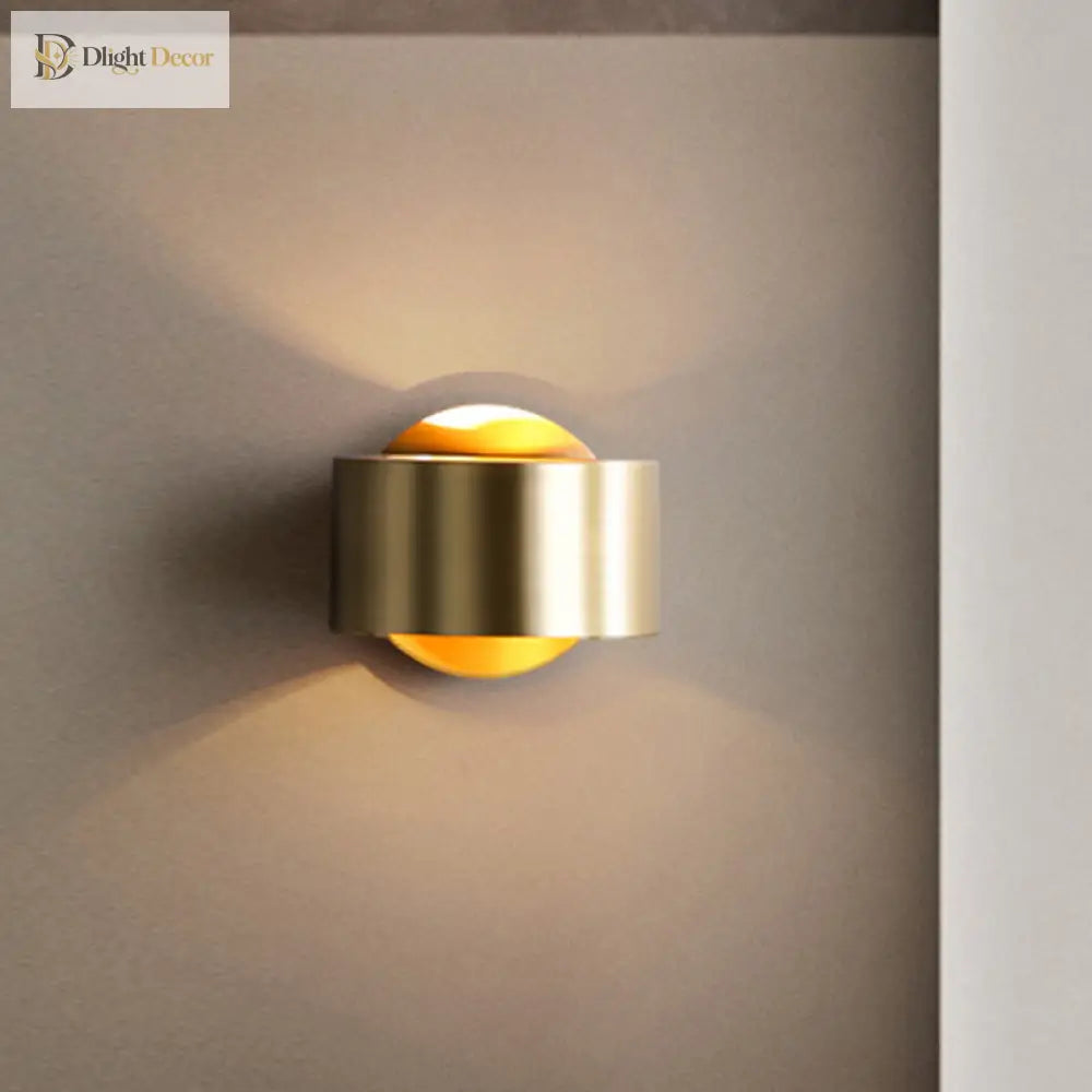 Brass Drum Wall Sconce: Modern 1 - Head Metal Bedroom Light Wall Lamp