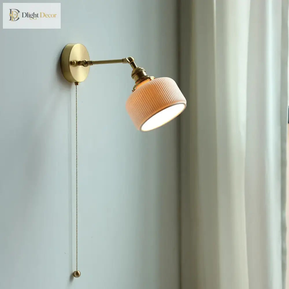 Modern Ceramic Wall Lamp With Pull Chain Switch - Stylish Lighting For Bathrooms Mirrors And