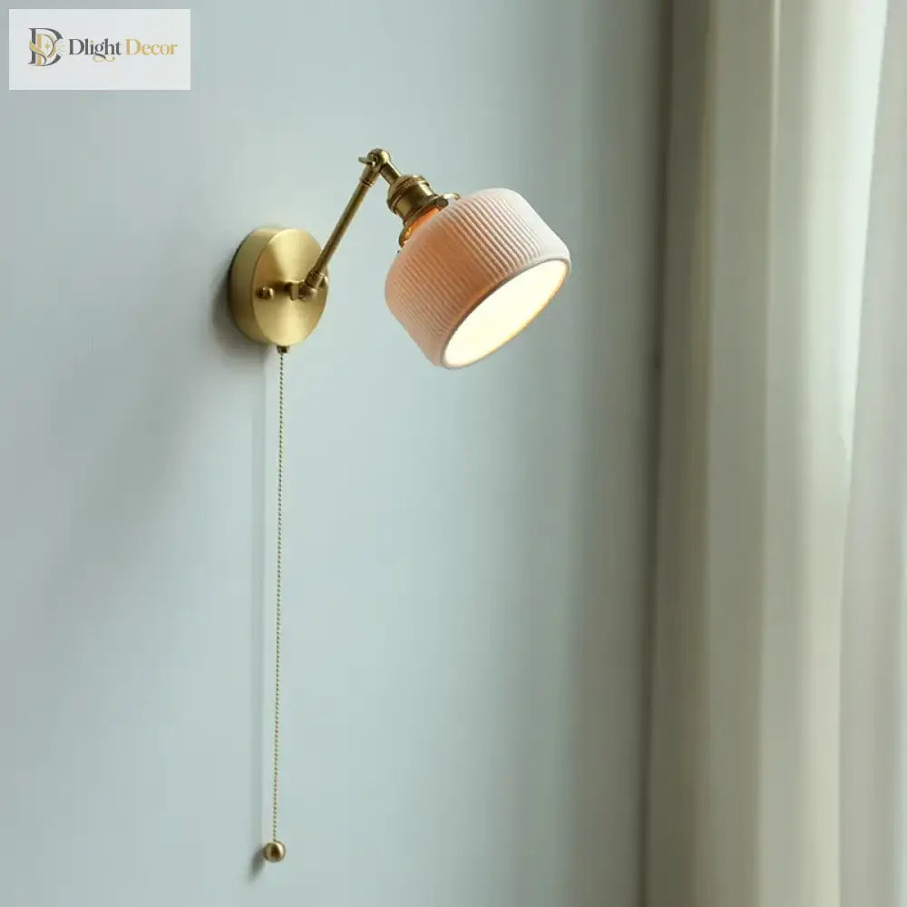 Modern Ceramic Wall Lamp With Pull Chain Switch - Stylish Lighting For Bathrooms Mirrors And