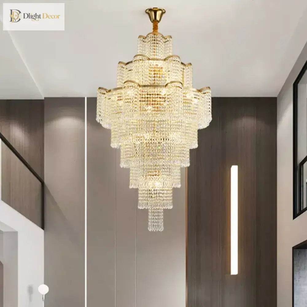 Modern Luxury Long Chandelier - Opulent Illumination For Staircases Villa Lobbies High Ceilings And