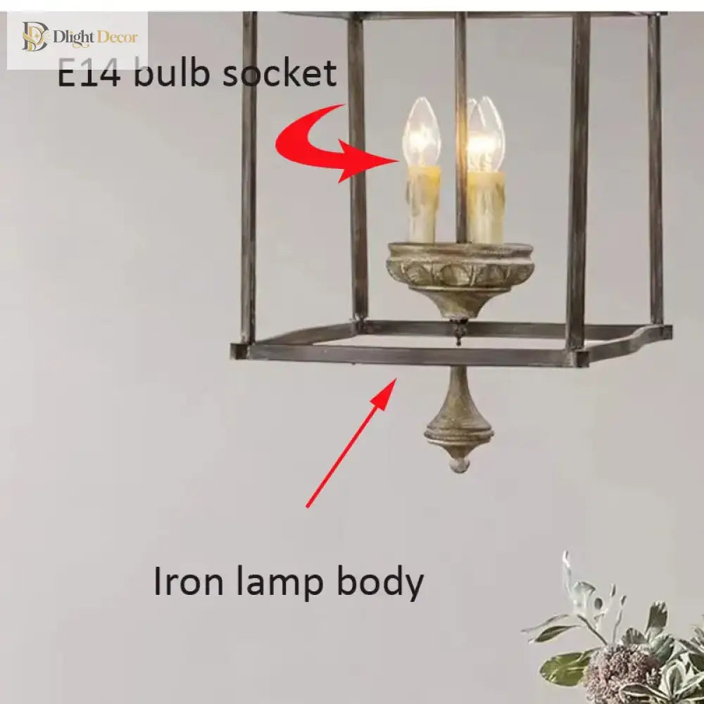 Creative American Iron E14 Chandelier Light Porch Restaurant Kitchen Coffee Shop Bedroom