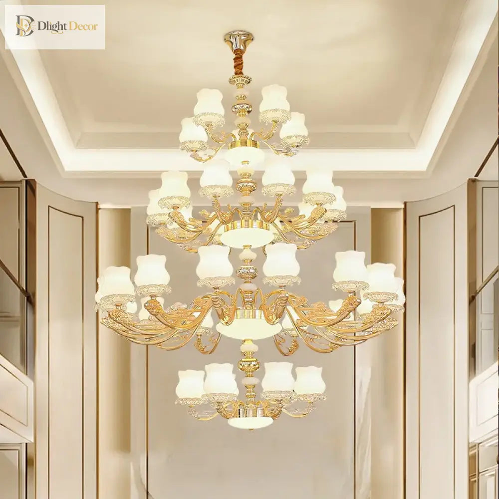 European Style Duplex Building Chandelier - Simple Elegance For Large Living Rooms Hallways And