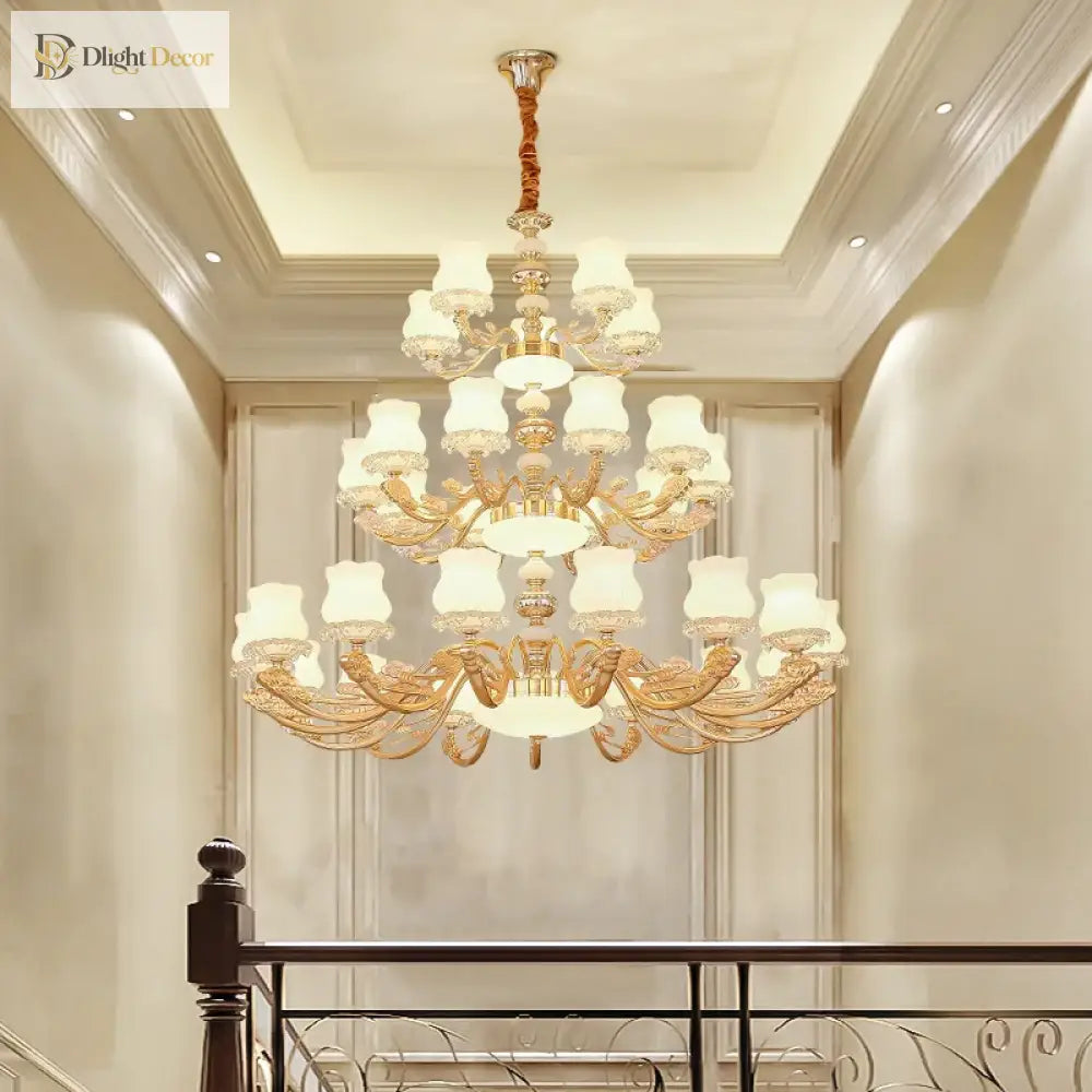 European Style Duplex Building Chandelier - Simple Elegance For Large Living Rooms Hallways And