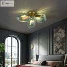 Modern Glass Decorative Ceiling Lights - Light Luxury Design In Yellow Copper And Blue For Bedrooms