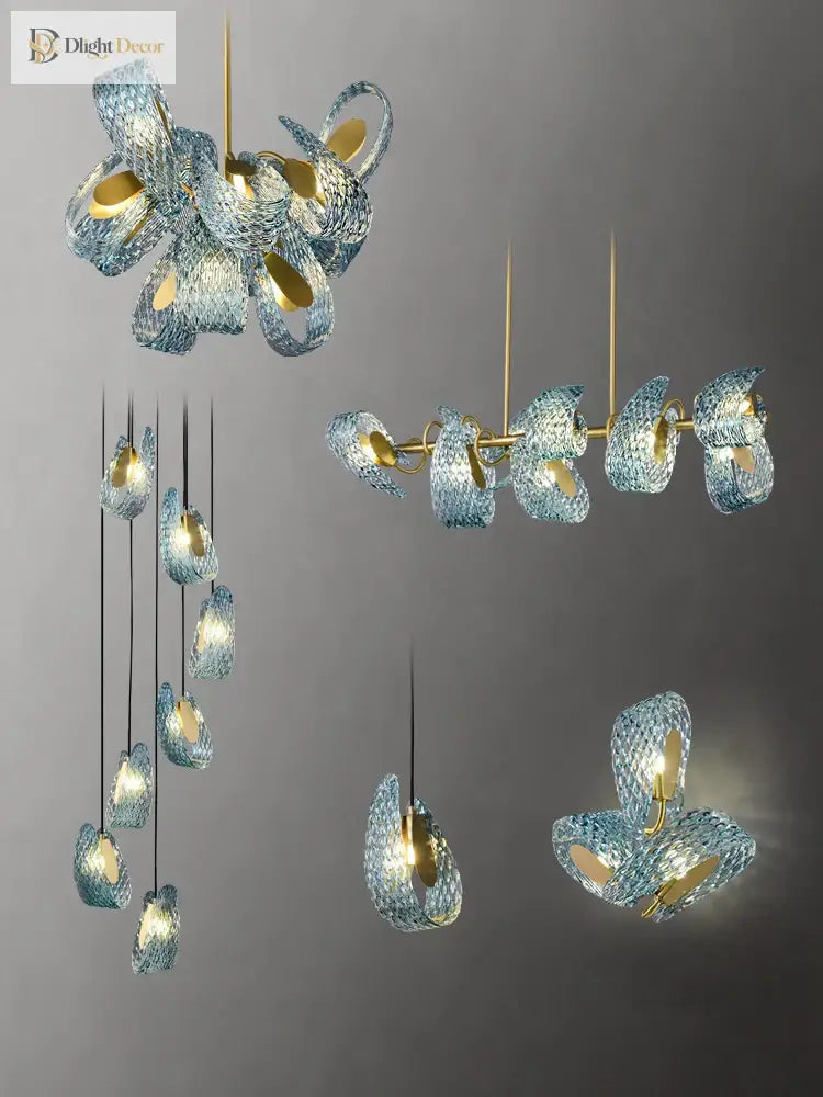 Modern Glass Decorative Ceiling Lights - Light Luxury Design In Yellow Copper And Blue For Bedrooms