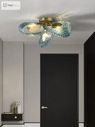 Modern Glass Decorative Ceiling Lights - Light Luxury Design In Yellow Copper And Blue For Bedrooms