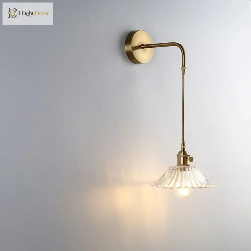 Modern Glass Wall Sconce Light Fixture - Elegant Bedroom Restaurant And Corridor Decor With Copper