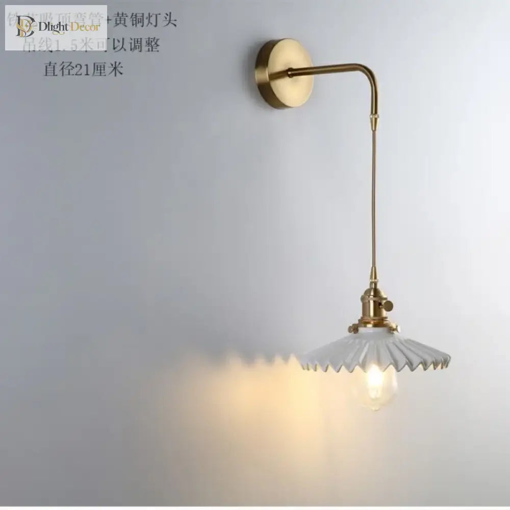 Modern Glass Wall Sconce Light Fixture - Elegant Bedroom Restaurant And Corridor Decor With Copper