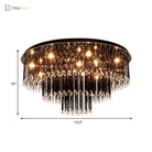 Modern Black Crystal Flush Mount Chandelier Tiered Design 8/10 Bulbs For Bedroom Chandelier