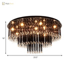 Modern Black Crystal Flush Mount Chandelier Tiered Design 8/10 Bulbs For Bedroom Chandelier