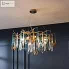 Modern Crystal Chandeliers - Luxury Living And Dining Room Lighting With Bar Design Featuring
