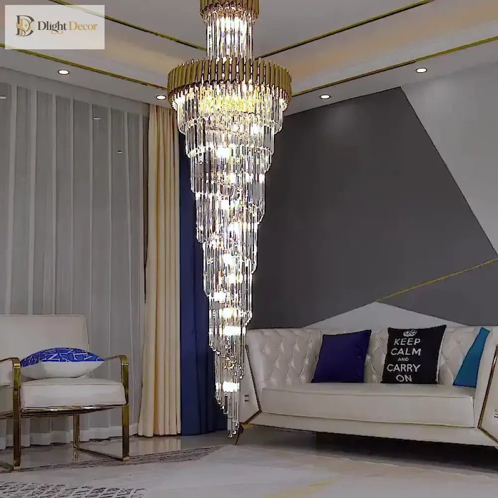Luxury Modern Crystal Chandelier - Opulent Illumination For Long Lofts Villa Lobbies And Chic