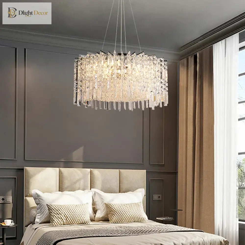 Elegant Modern Crystal Chrome Chandelier - A Luxury Glossy Fixture For Living Rooms Bedrooms And