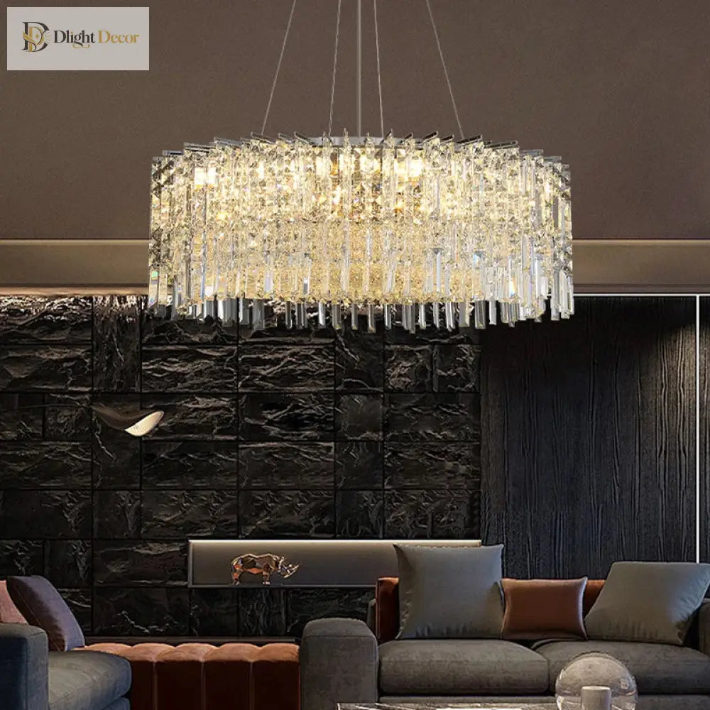 Elegant Modern Crystal Chrome Chandelier - A Luxury Glossy Fixture For Living Rooms Bedrooms And
