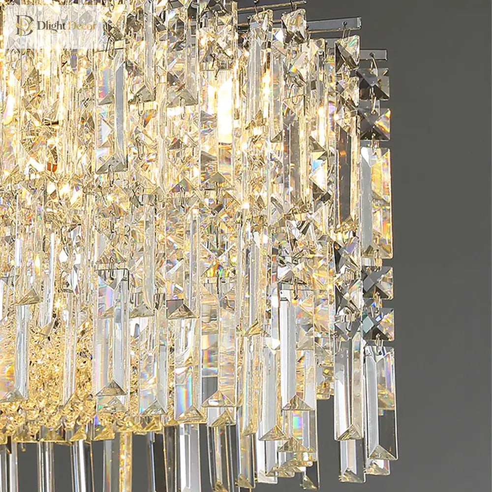 Elegant Modern Crystal Chrome Chandelier - A Luxury Glossy Fixture For Living Rooms Bedrooms And