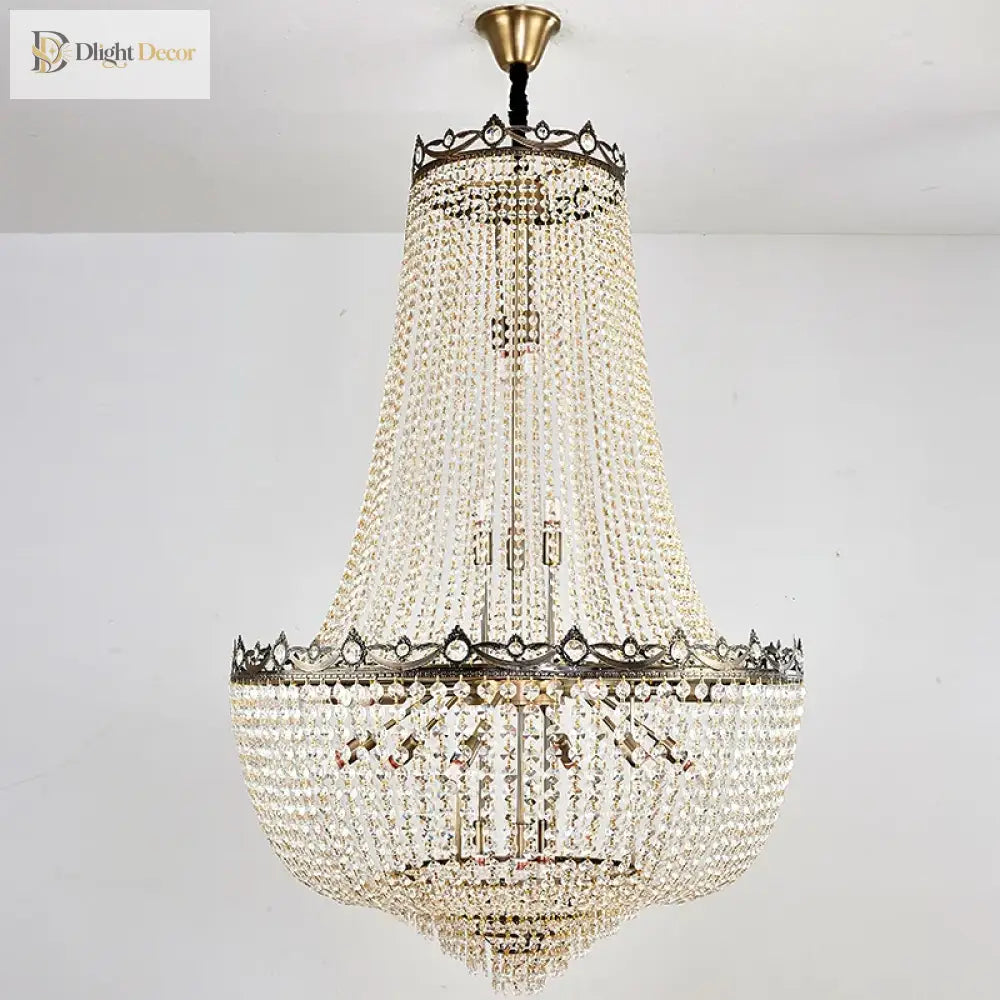 Elegant Crystal Chandelier For Duplex Buildings - A Modern Luxury Fixture Living Rooms Dining