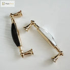 Modern Crystal Glass Drawer Handles – Gold and Black Cabinet Pulls for Dressers and Cupboards (96mm/128mm) Handles