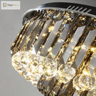 Modern Led Crystal Ceiling Chandelier - Creative Home Decor Lamp In Round Luxury Design (Black Gold