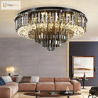 Modern Led Crystal Ceiling Chandelier - Creative Home Decor Lamp In Round Luxury Design (Black Gold