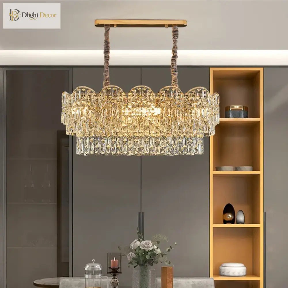 New Design Light Luxury Clean Crystal Chandelier Living Room Lamp Modern Simple Atmosphere Golden