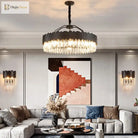 New Design Creative Black/Gold Hall Bedroom Crystal Round Chandelier Modern Rectangular Dining Room