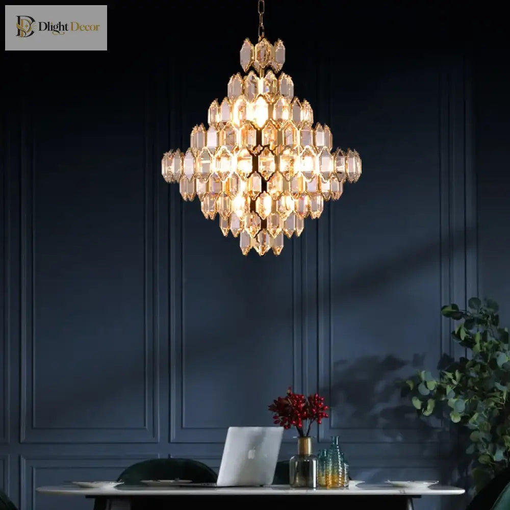Modern Style Golden Luster Suspended Crystal Chandelier - Elegance For Living Rooms Bedrooms And