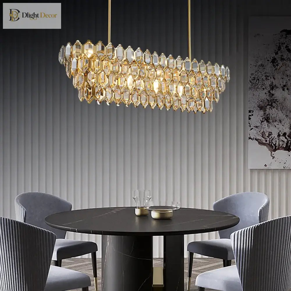 Modern Style Golden Luster Suspended Crystal Chandelier - Elegance For Living Rooms Bedrooms And