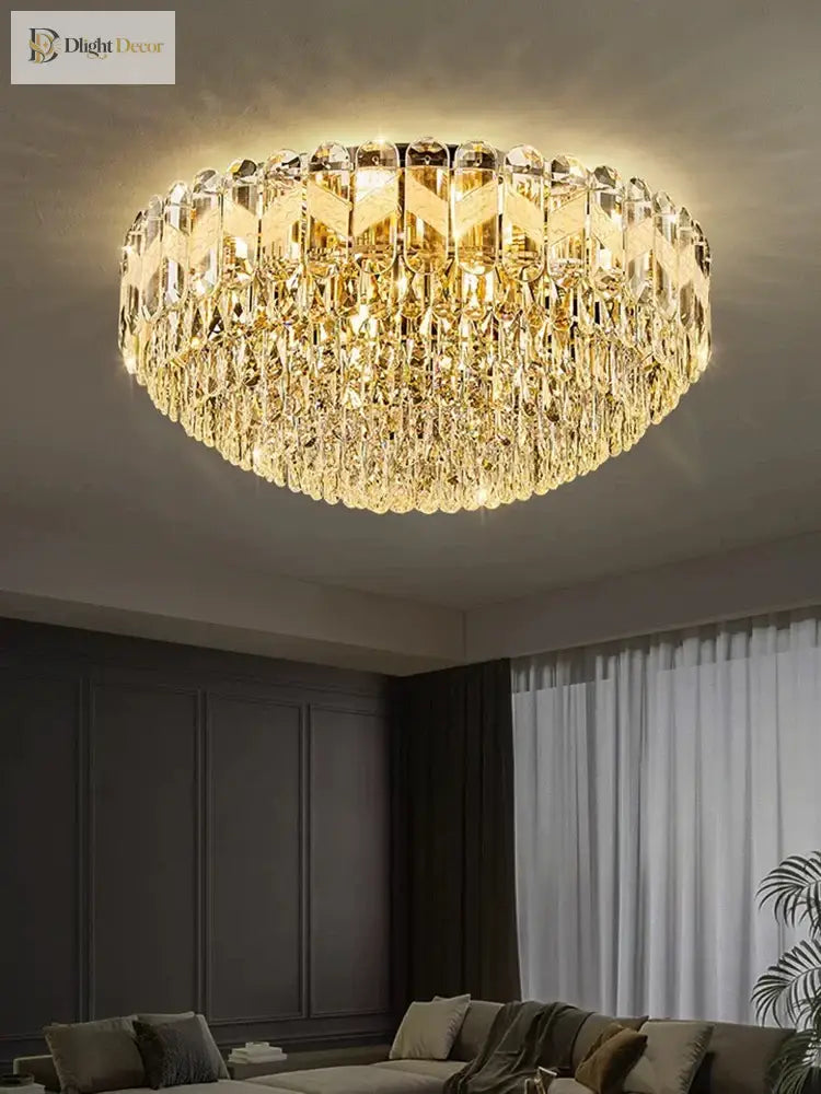 Modern Light Luxury Crystal Chandelier - Gold Finish For Dining And Living Rooms With Free Shipping